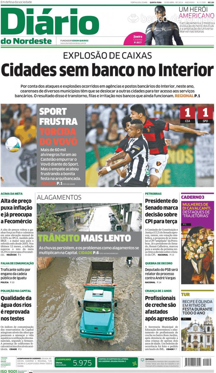 Capa Dirio do Nordeste - 2014-04-10