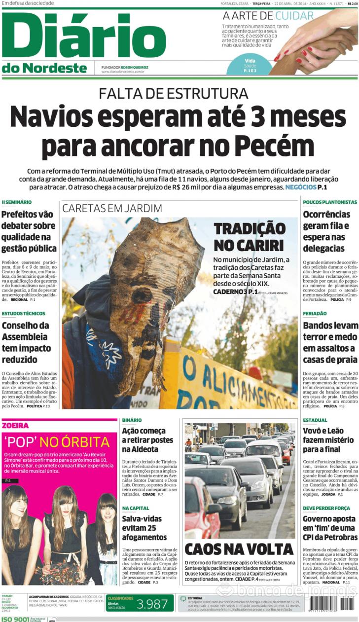 Capa Dirio do Nordeste - 2014-04-22