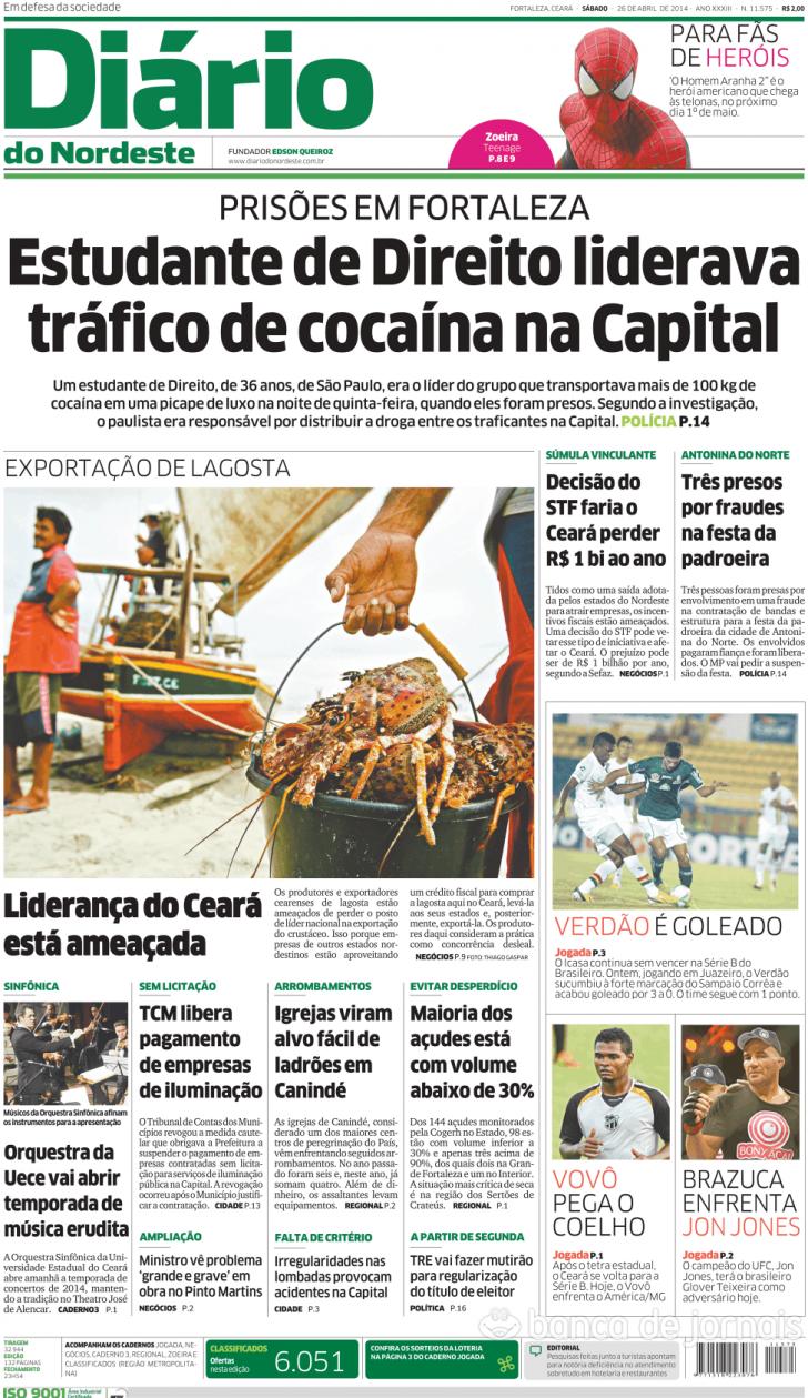 Capa Dirio do Nordeste - 2014-04-26