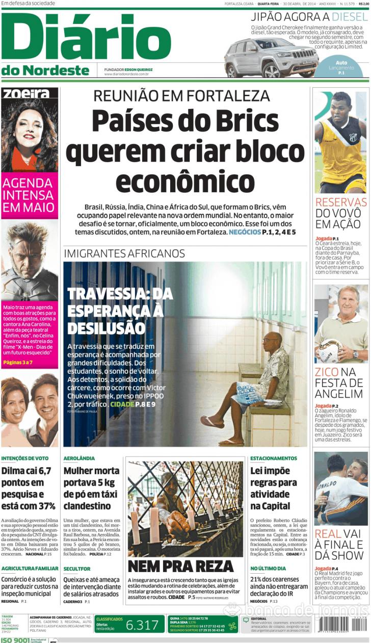 Capa Dirio do Nordeste - 2014-04-30