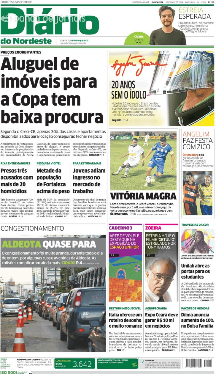 Capa Dirio do Nordeste - 2014-05-01