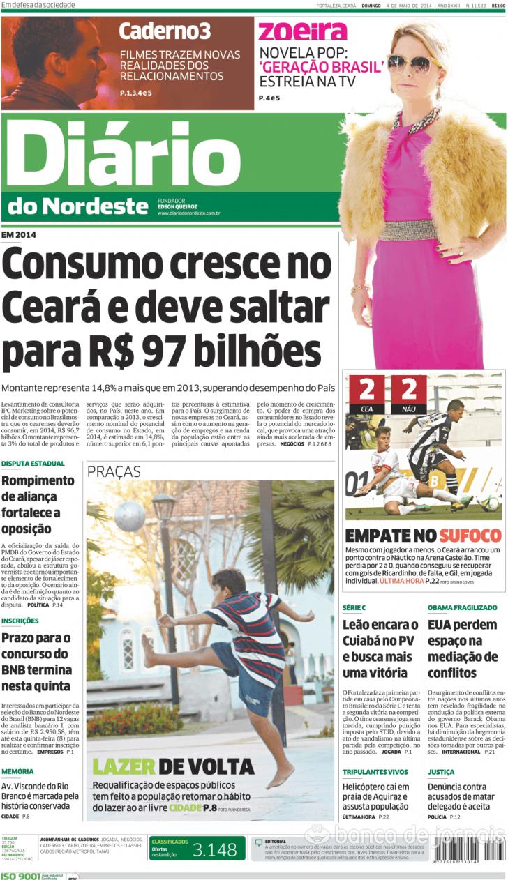 Capa Dirio do Nordeste - 2014-05-04