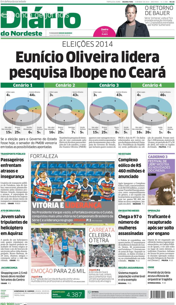 Capa Dirio do Nordeste - 2014-05-05