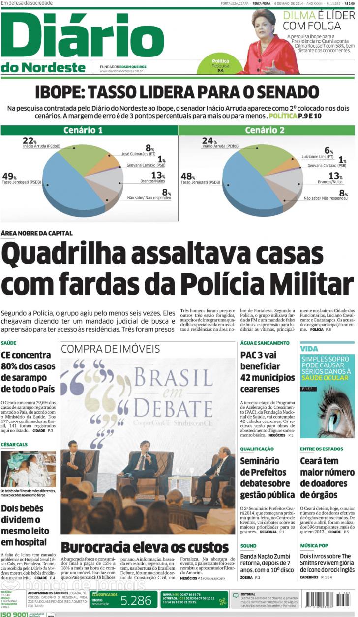 Capa Diário Do Nordeste De 2014 05 06