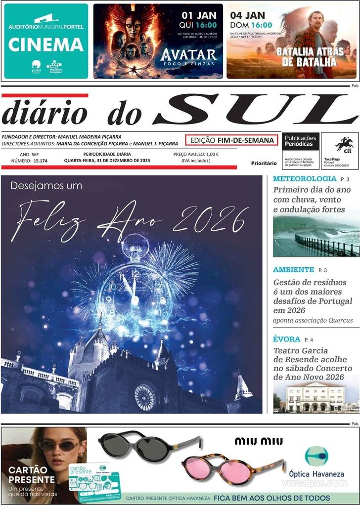 Capa Di�rio do Sul - 2025-12-31
