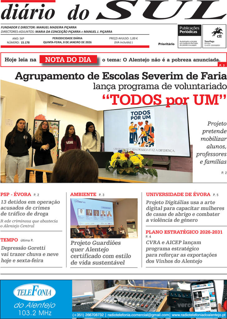 Capa Di�rio do Sul - 2026-01-08
