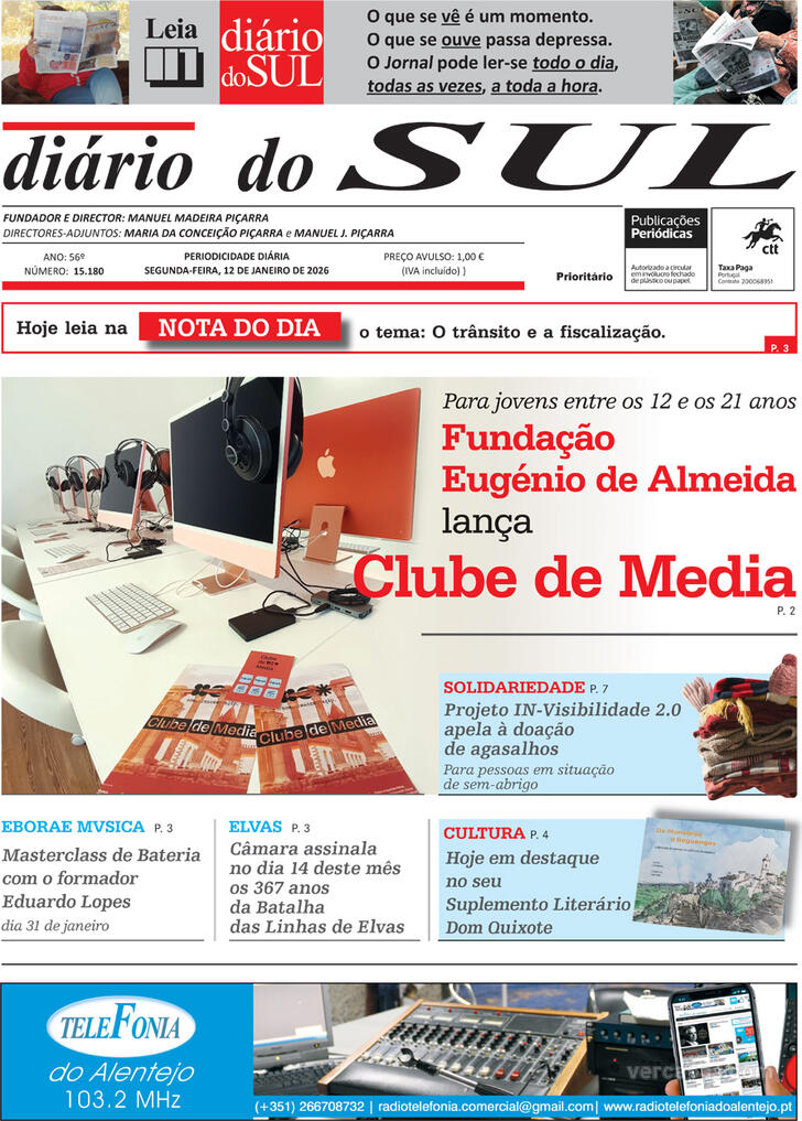 Capa Di�rio do Sul - 2026-01-12