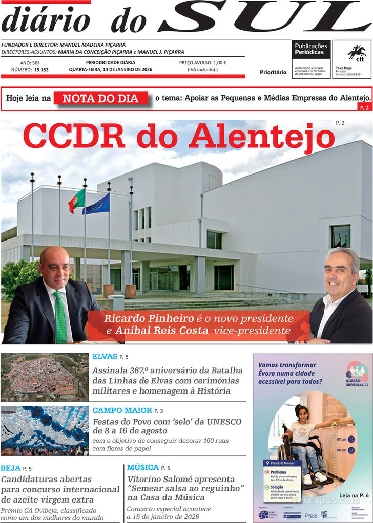 Capa Di�rio do Sul - 2026-01-14
