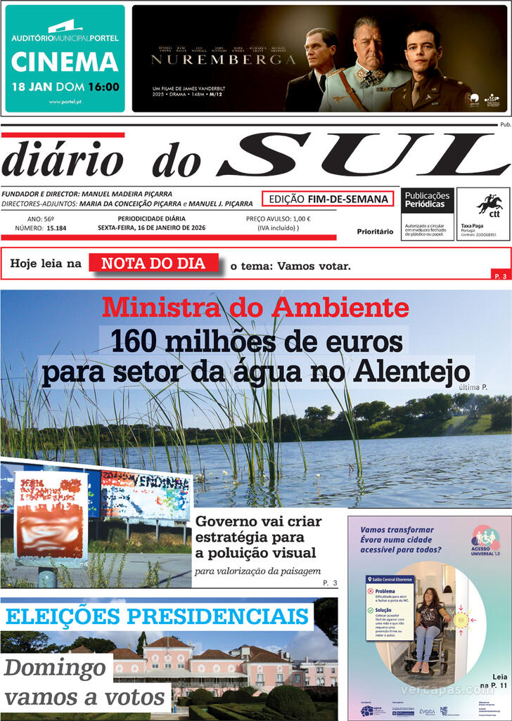 Capa Di�rio do Sul - 2026-01-16