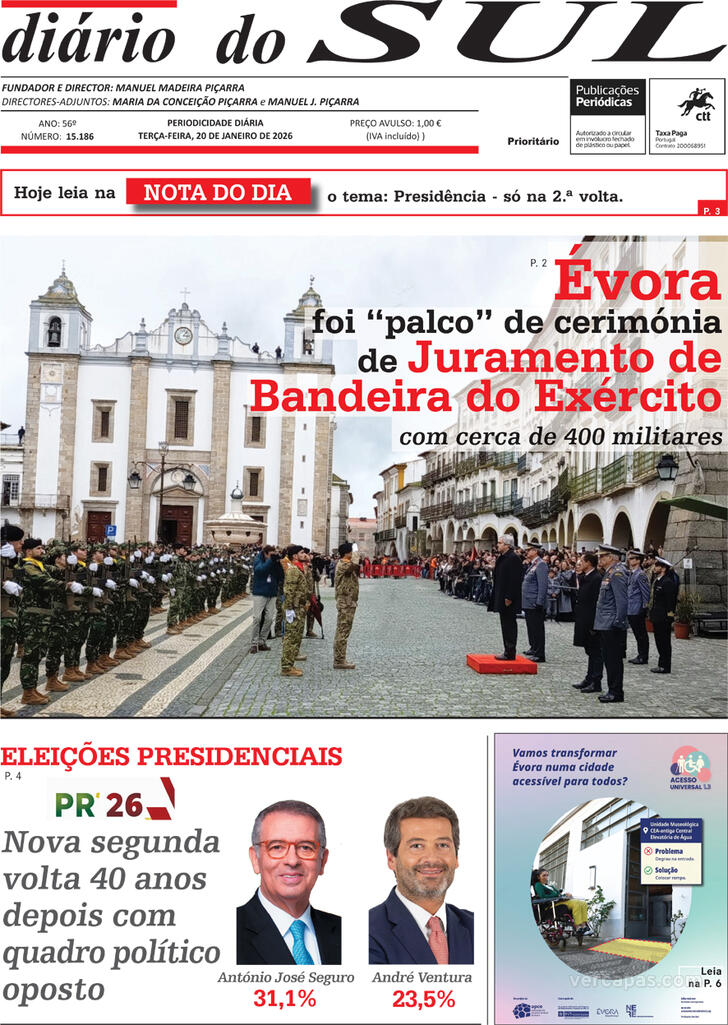 Capa Di�rio do Sul - 2026-01-20