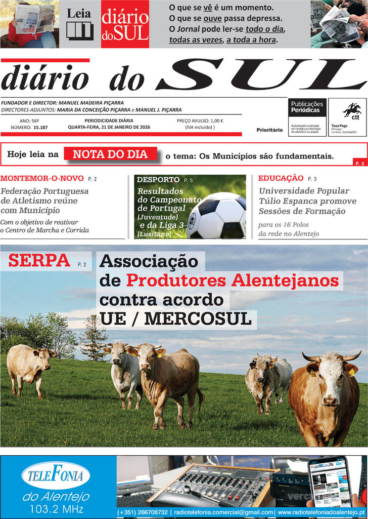 Capa Di�rio do Sul - 2026-01-21