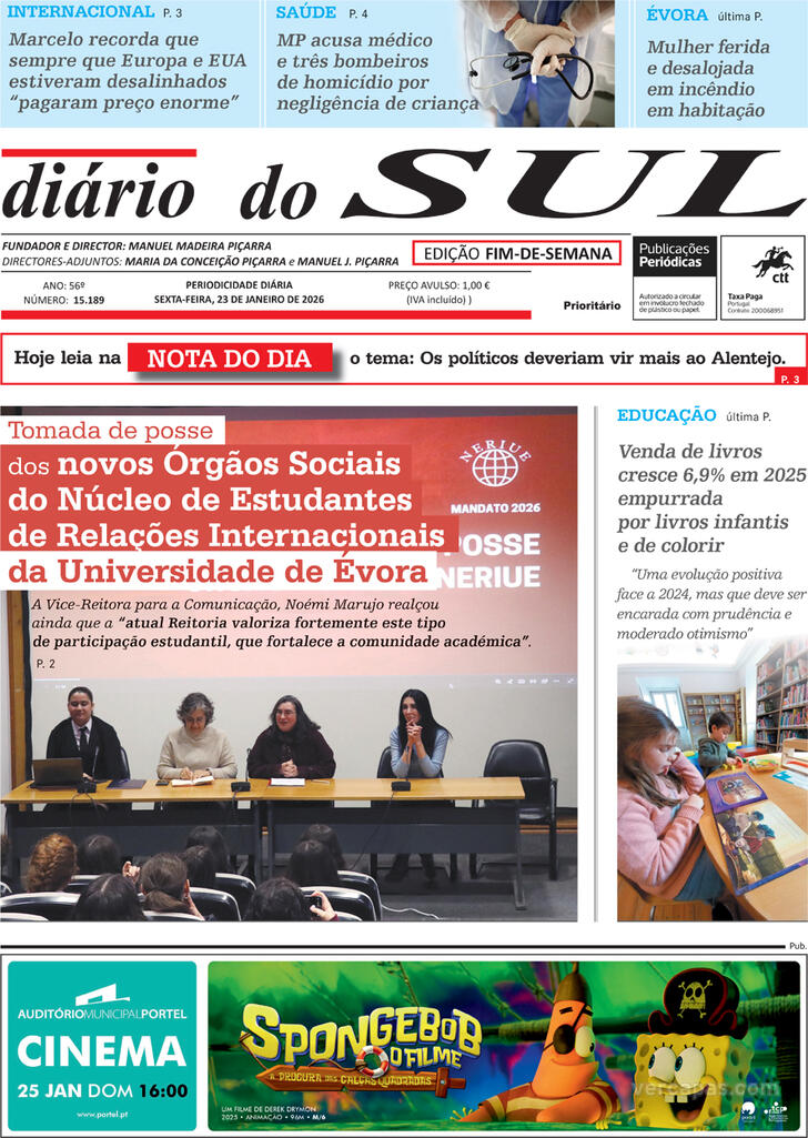 Capa Di�rio do Sul - 2026-01-23