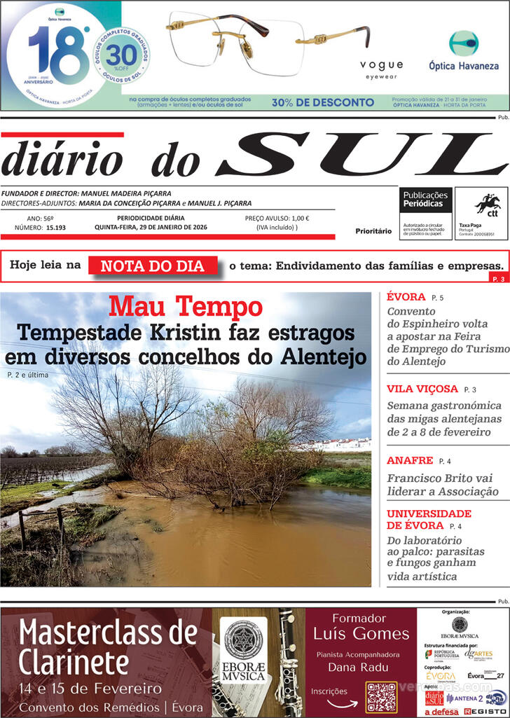 Capa Di�rio do Sul - 2026-01-29