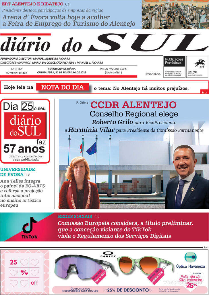 Capa Di�rio do Sul - 2026-02-12