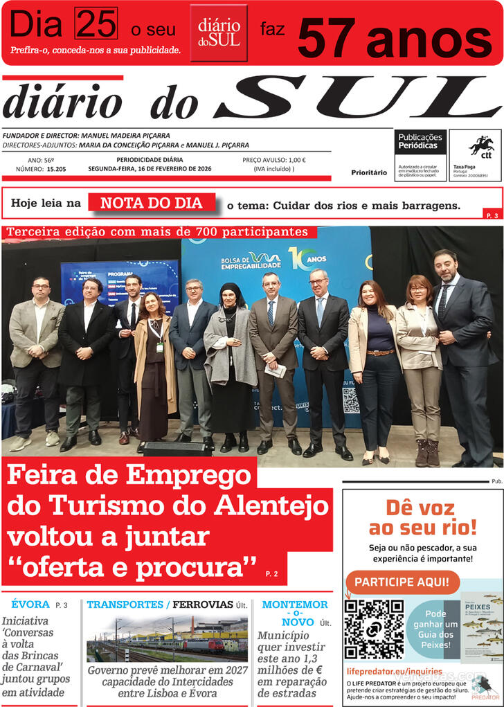 Capa Di�rio do Sul - 2026-02-16