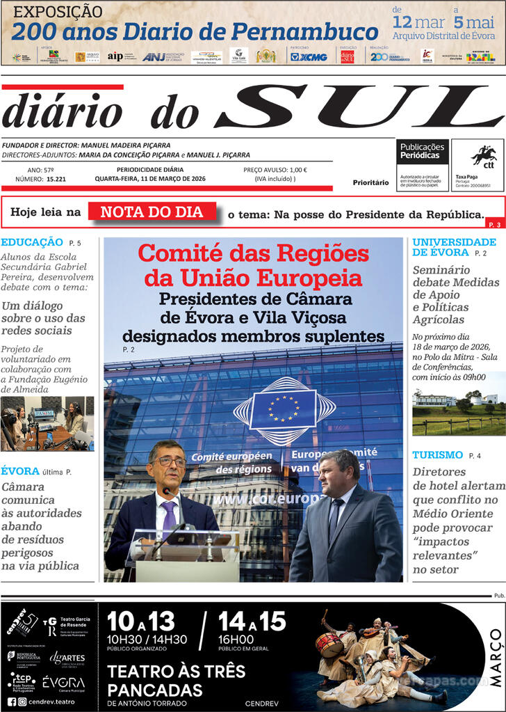 Capa Di�rio do Sul - 2026-03-11