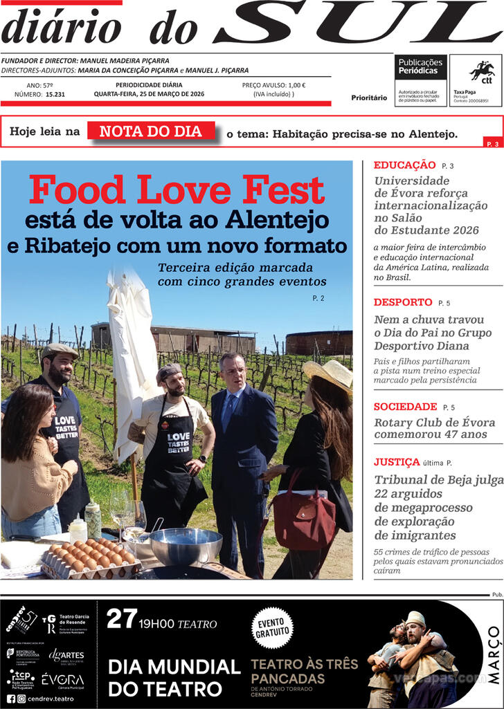 Capa Di�rio do Sul - 2026-03-25
