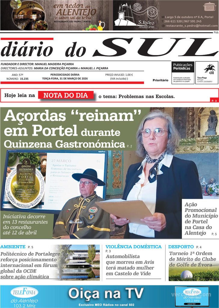 Capa Di�rio do Sul - 2026-03-31
