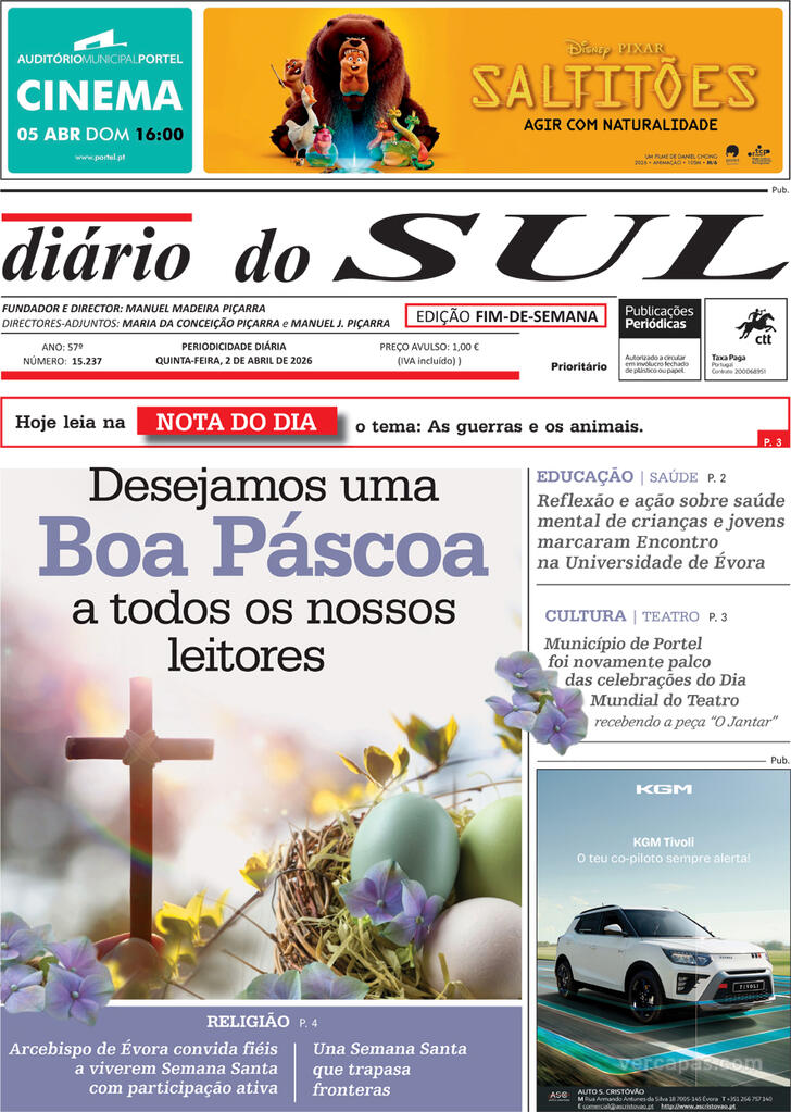 Capa Di�rio do Sul - 2026-04-02
