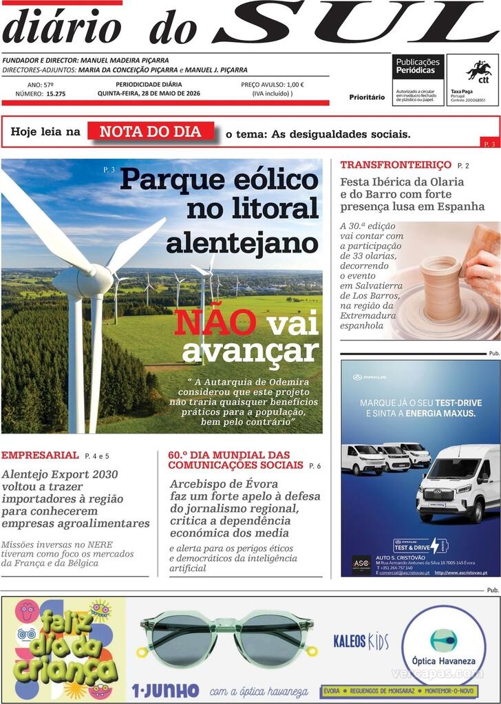 Capa Di�rio do Sul - 2026-05-28