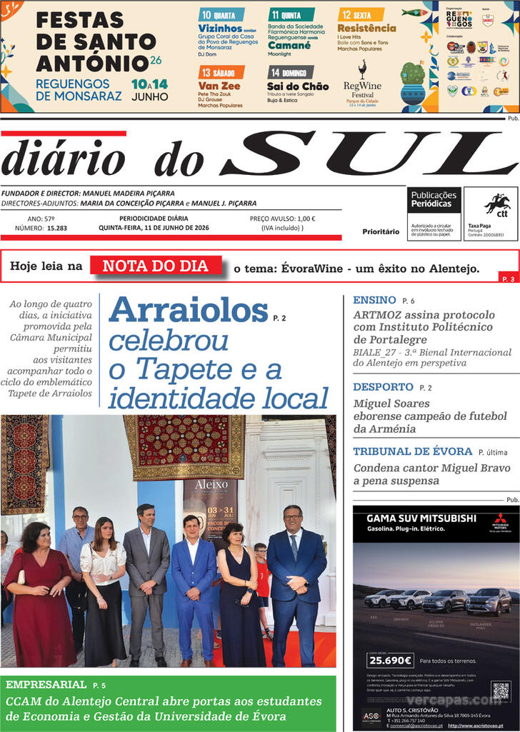 Capa Di�rio do Sul - 2026-06-11