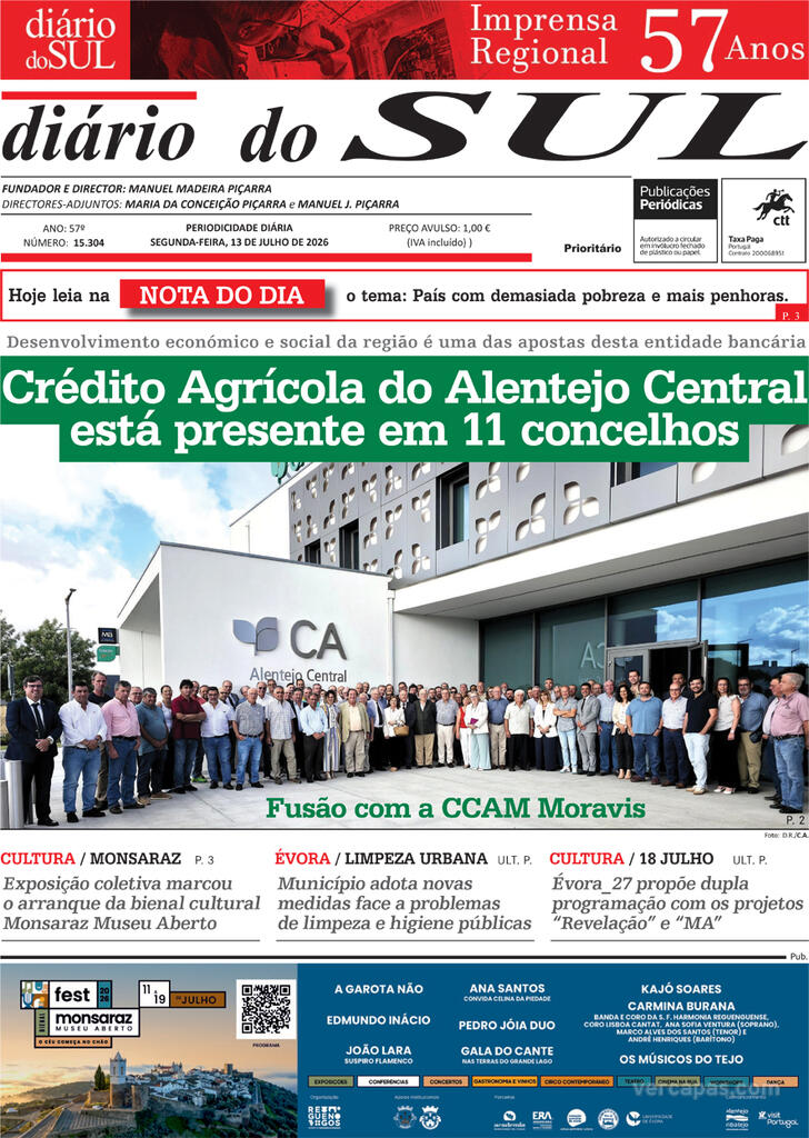 Capa Di�rio do Sul - 2026-07-13