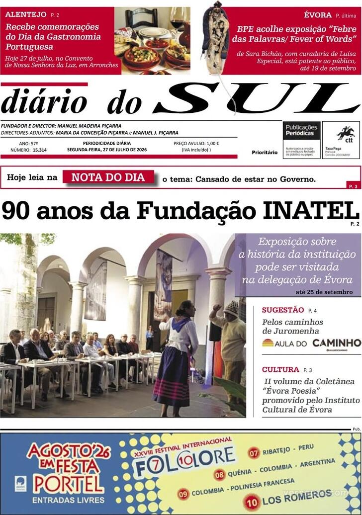 Capa Di�rio do Sul - 2026-07-27