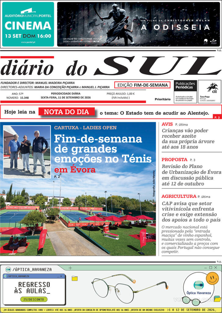 Capa Di�rio do Sul - 2026-09-11