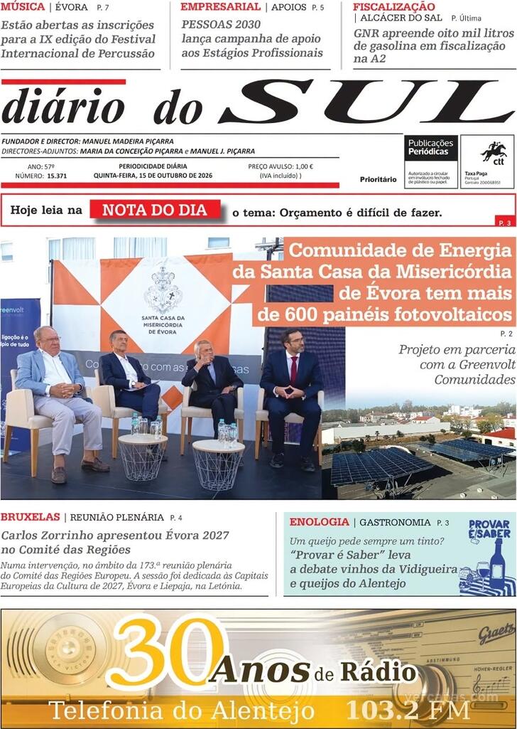 Capa Di�rio do Sul - 2026-10-15