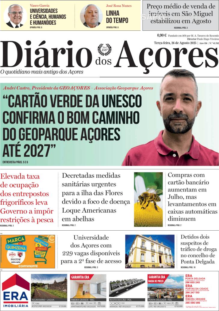 Capa Dirio dos Aores - 2025-08-26