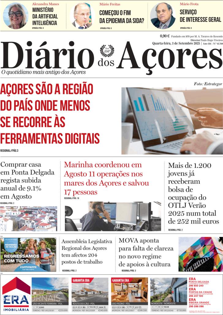 Capa Dirio dos Aores - 2025-09-03