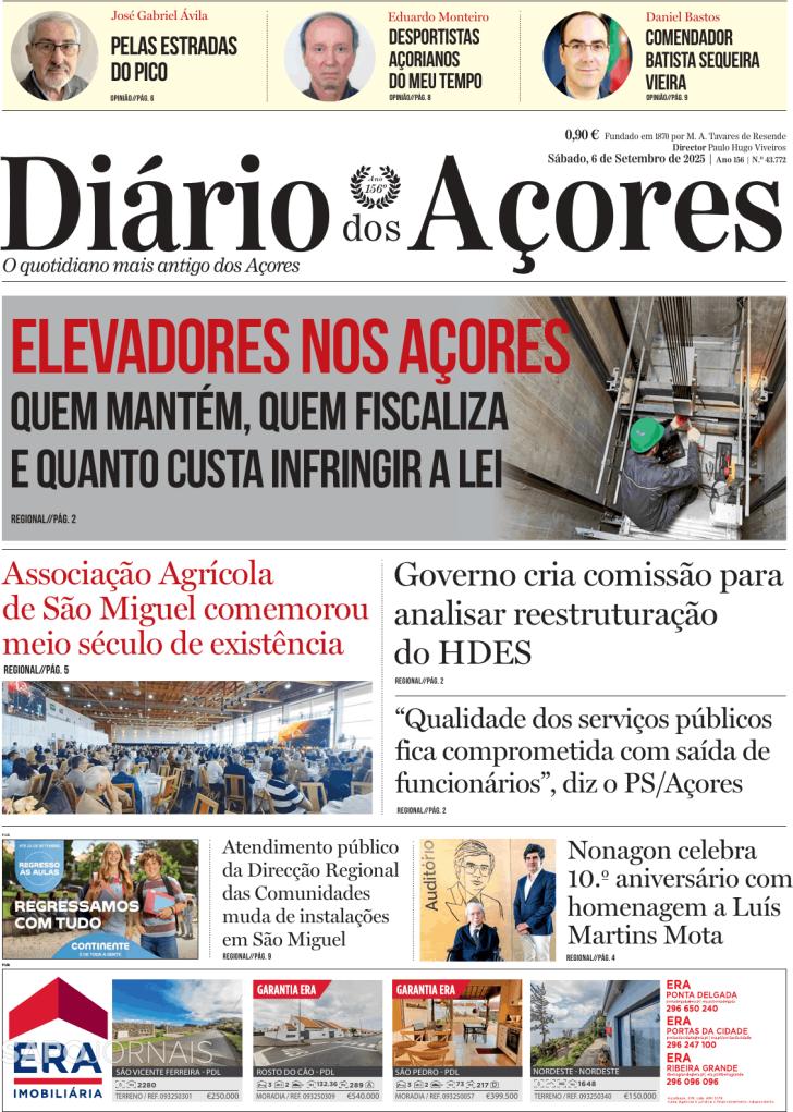 Capa Dirio dos Aores - 2025-09-06