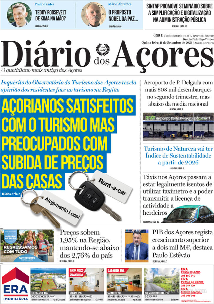 Capa Dirio dos Aores - 2025-09-11
