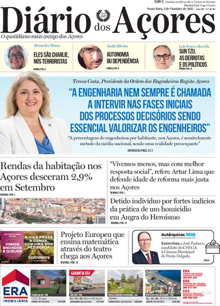 Capa Di�rio dos A�ores - 2025-10-03