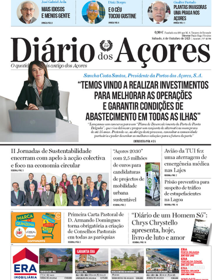 Capa Di�rio dos A�ores - 2025-10-04