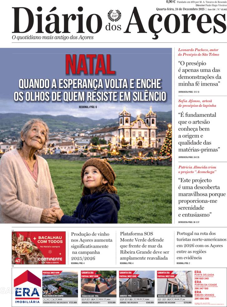 Capa Di�rio dos A�ores - 2025-12-24