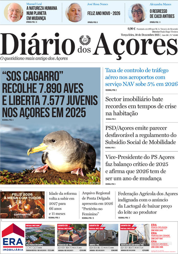 Capa Di�rio dos A�ores - 2025-12-30
