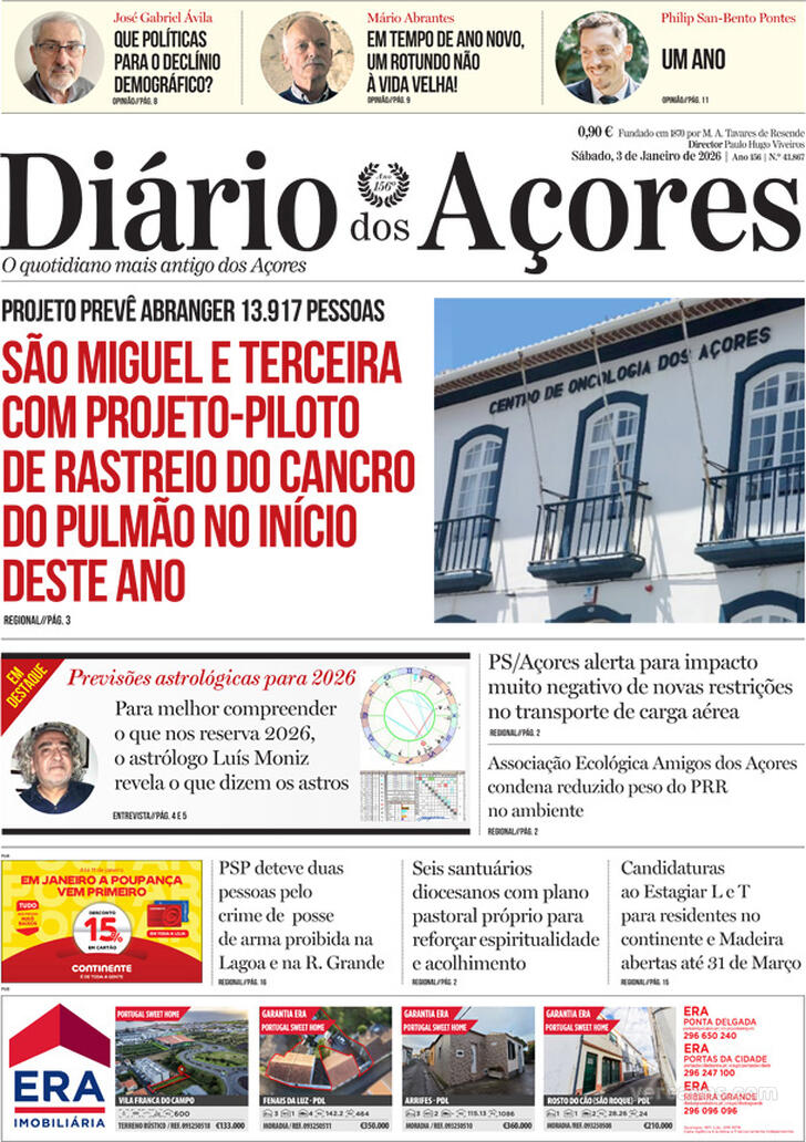 Capa Di�rio dos A�ores - 2026-01-03