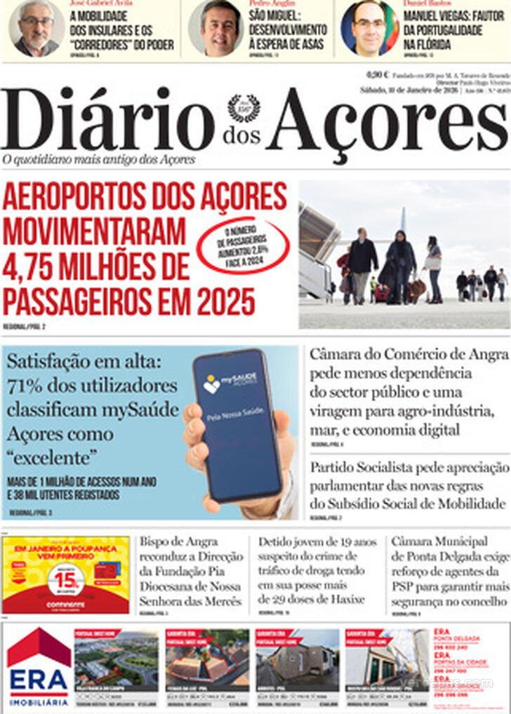 Capa Di�rio dos A�ores - 2026-01-10