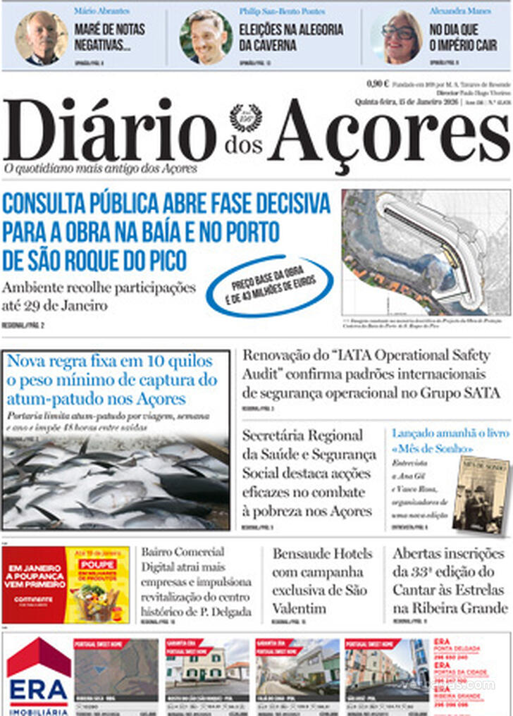 Capa Di�rio dos A�ores - 2026-01-15