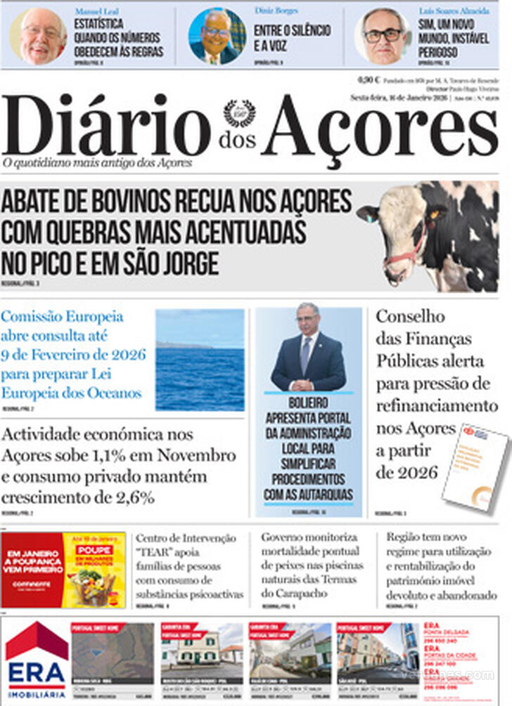 Capa Di�rio dos A�ores - 2026-01-16