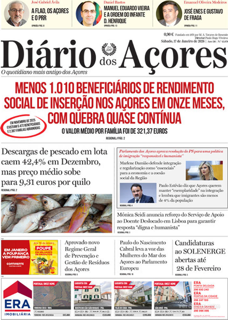 Capa Di�rio dos A�ores - 2026-01-17