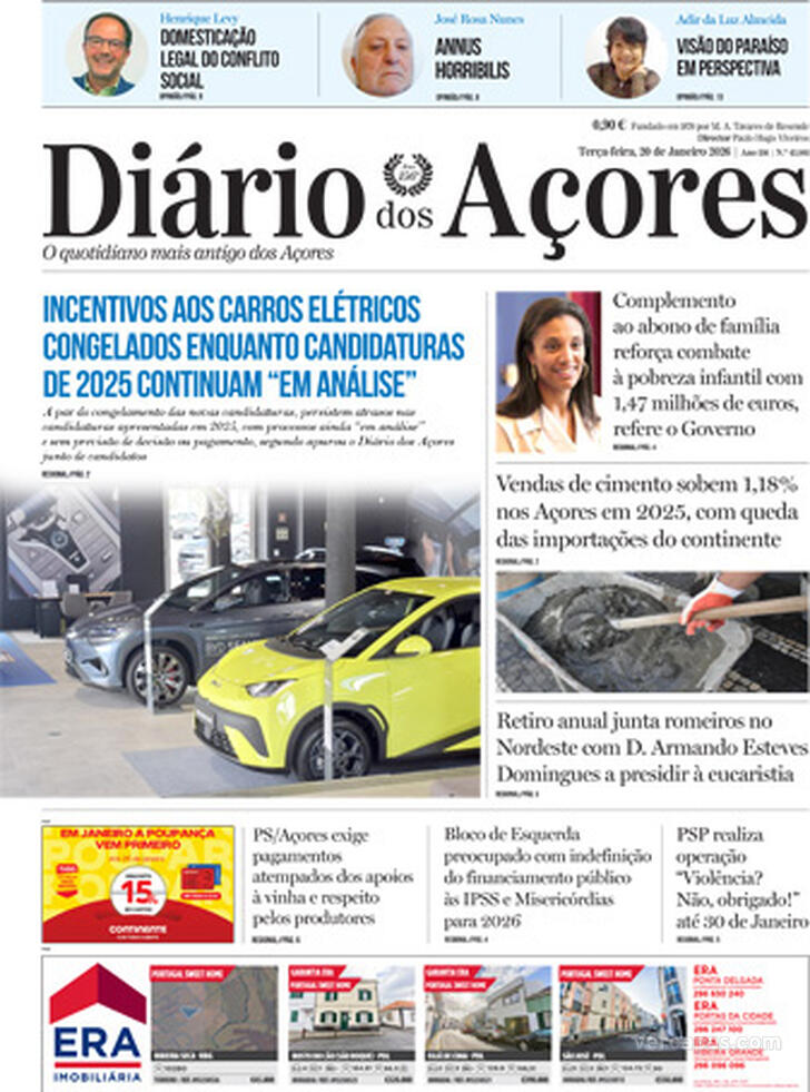 Capa Di�rio dos A�ores - 2026-01-20