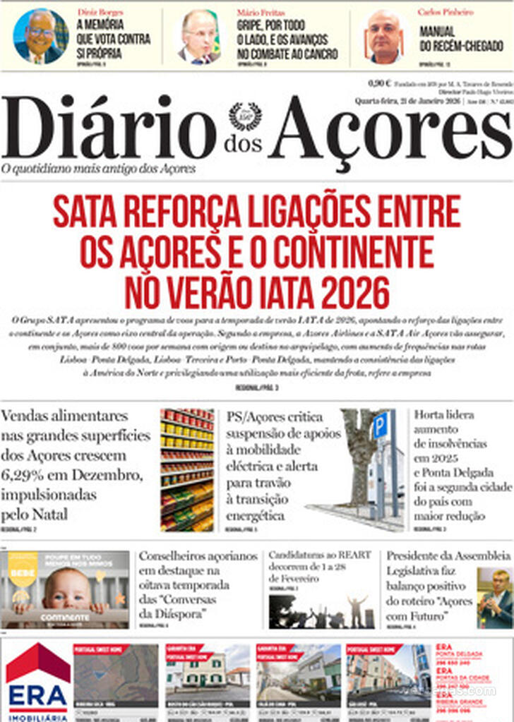 Capa Di�rio dos A�ores - 2026-01-21