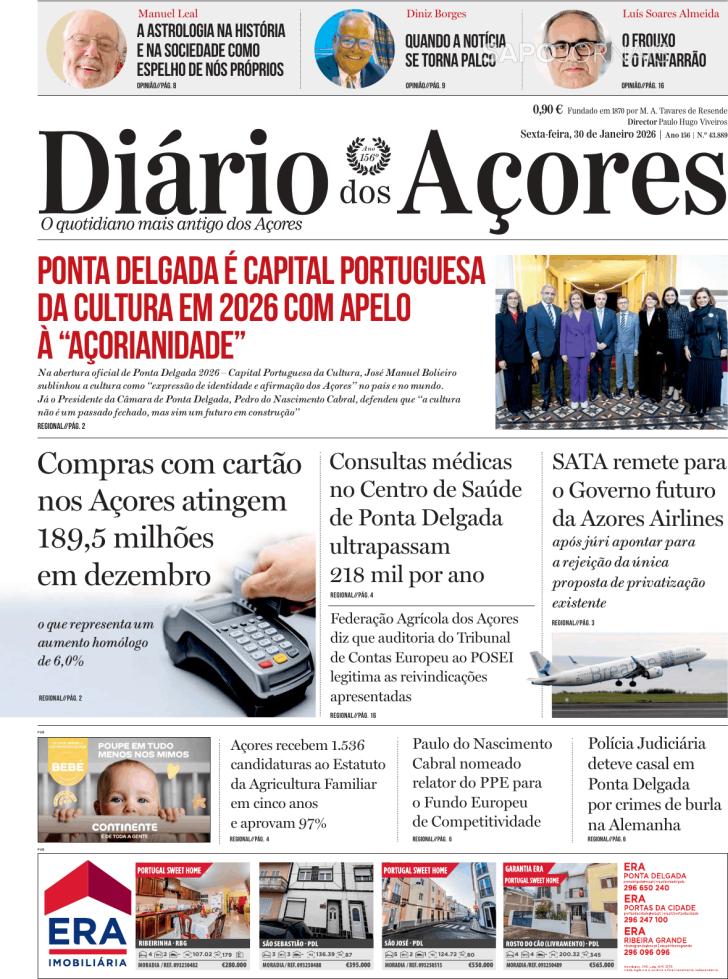 Capa Di�rio dos A�ores - 2026-01-30
