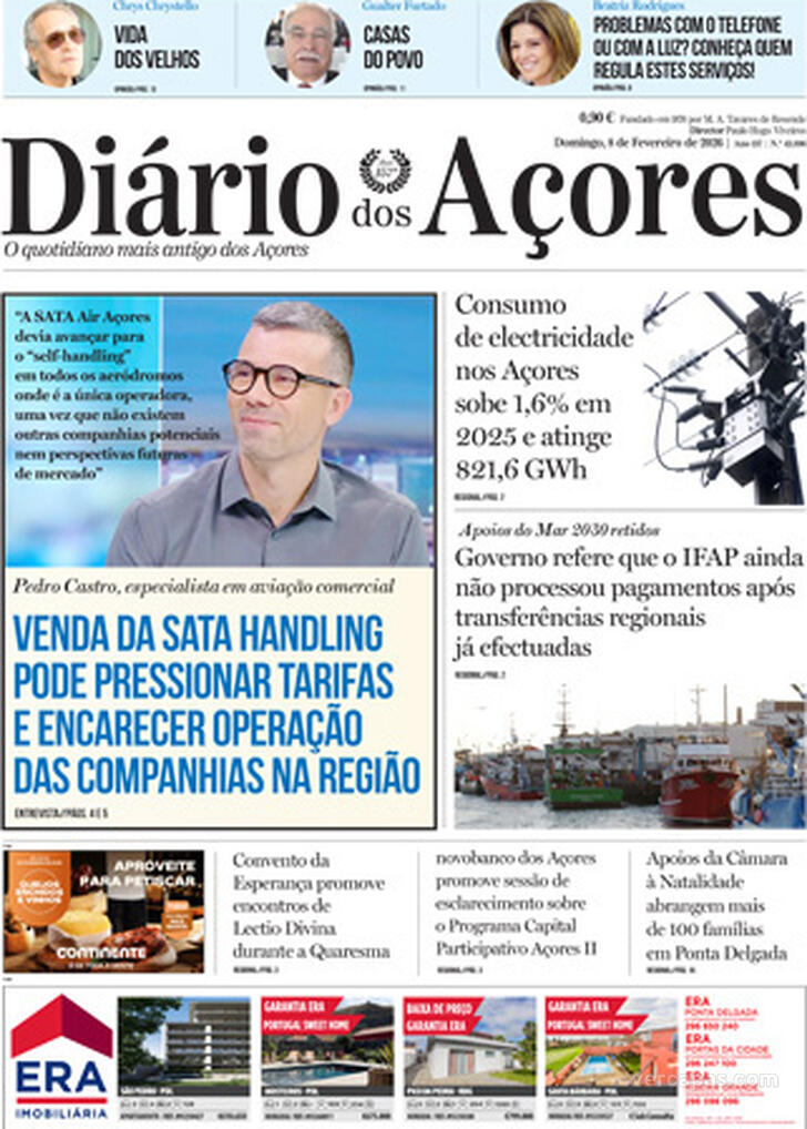 Capa Di�rio dos A�ores - 2026-02-08