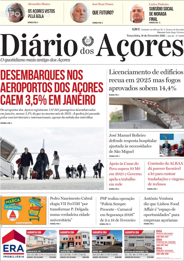 Capa Di�rio dos A�ores - 2026-02-10