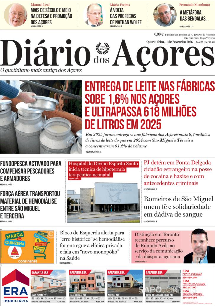 Capa Di�rio dos A�ores - 2026-02-11