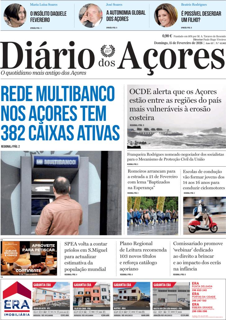 Capa Di�rio dos A�ores - 2026-02-15