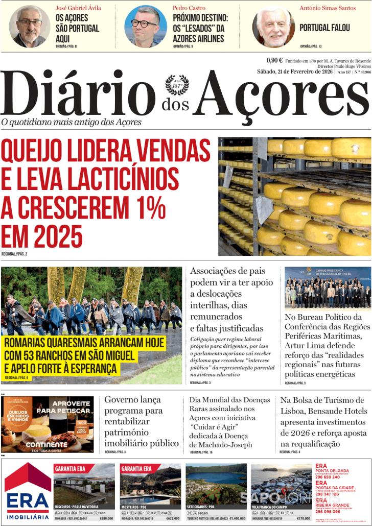 Capa Di�rio dos A�ores - 2026-02-21
